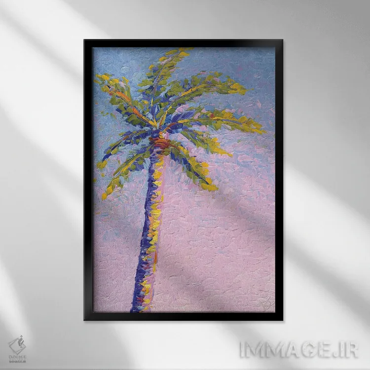 تابلو دکوراتیو رنگ پریده نخل اثر دروتا کوسی - نمای قابدار مشکی