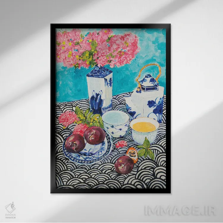 تابلو کلاسیک طبیعت بی جان ۱ اثر هلن دوبروویچ - نمای قابدار مشکی