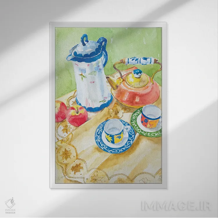 تابلو کلاسیک زمان چای اثر هلن دوبروویچ - نمای قابدار سفید