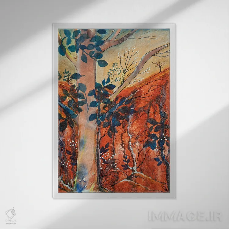 تابلو کلاسیک منظره تپه شکسته اثر هلن دوبروویچ - نمای قابدار سفید