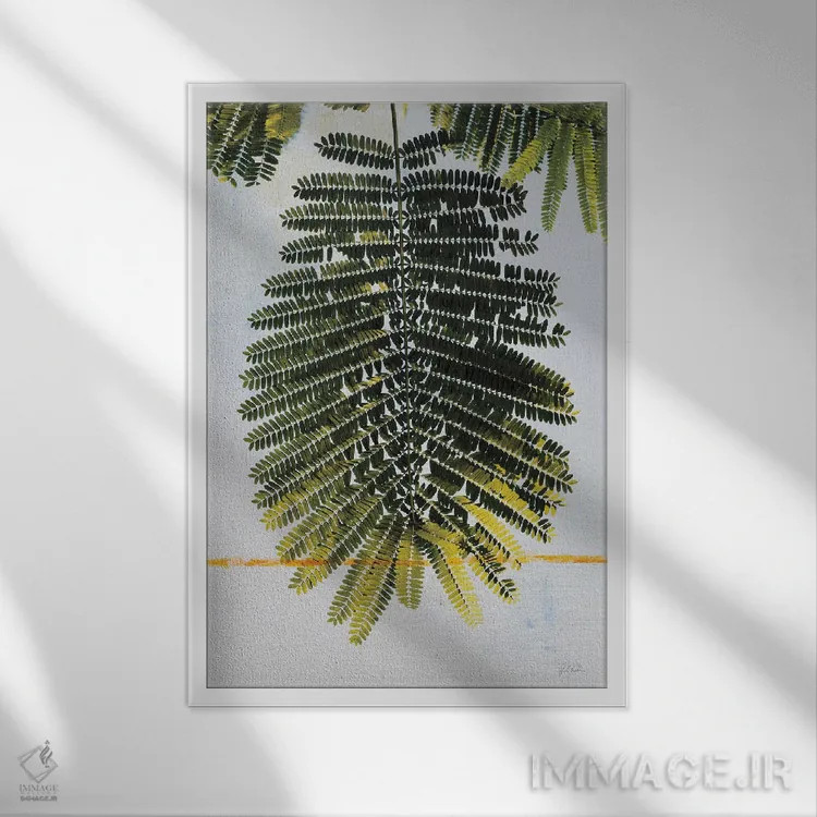 تابلو دکوراتیو نخل تنها اثر دبورا رول - نمای قابدار سفید