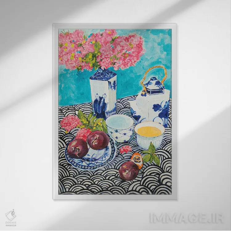 تابلو کلاسیک طبیعت بی جان ۱ اثر هلن دوبروویچ - نمای قابدار سفید