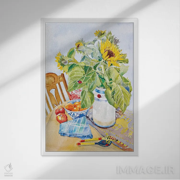 تابلو کلاسیک آفتاب گردان ها اثر هلن دوبروویچ - نمای قابدار سفید