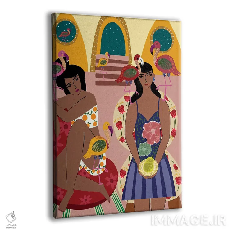 تابلو دکوراتیو شهر فلامینگوها اثر باورا راژین - نمای پرسپکتیو محصول