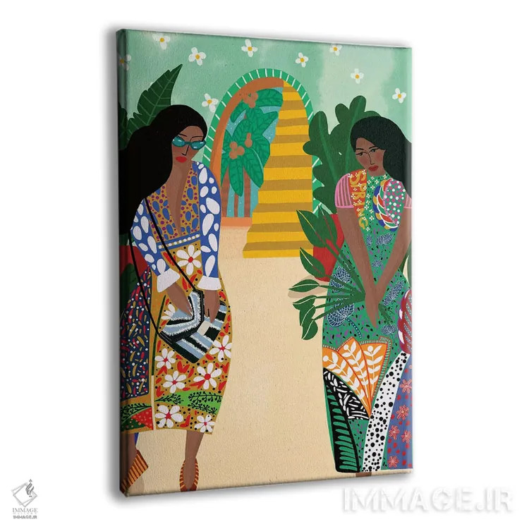 تابلو دکوراتیو گردش دوستانه دختران اثر باورا راژین - نمای پرسپکتیو محصول