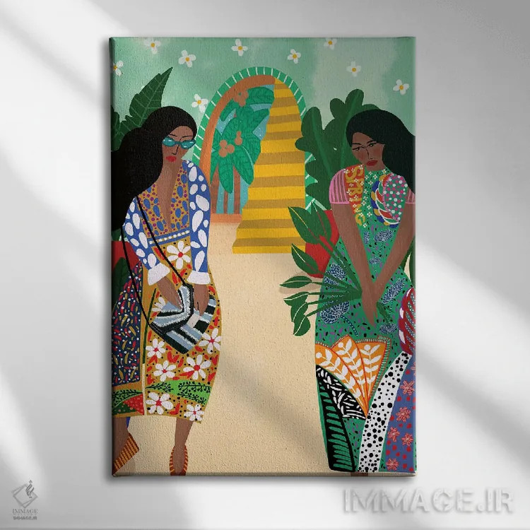 تابلو دکوراتیو گردش دوستانه دختران اثر باورا راژین - نمای روبهرو روی دیوار