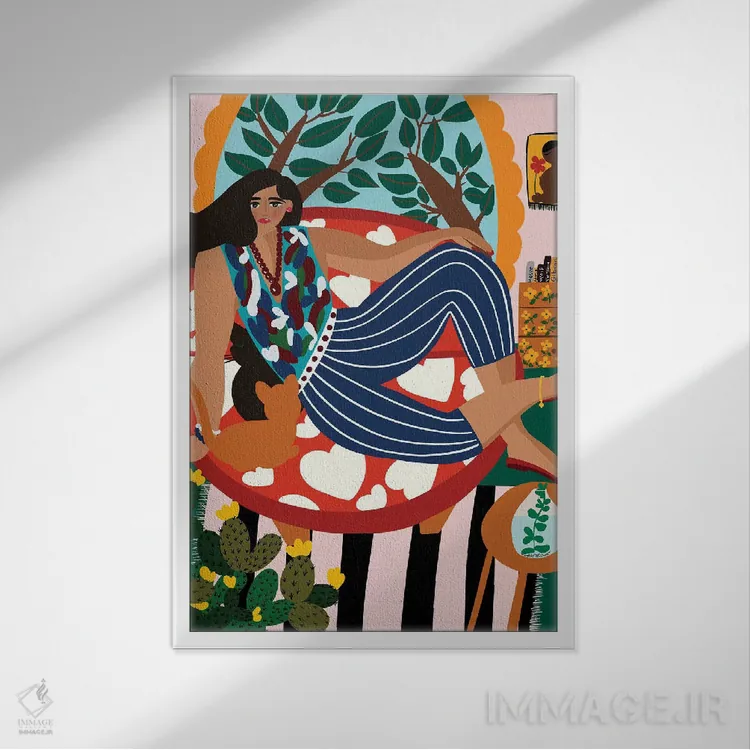 تابلو دکوراتیو بهشت من اثر باورا راژین - نمای قابدار سفید