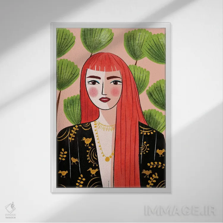 تابلو دکوراتیو پرتره ای از یک موقرمز اثر باورا راژین - نمای قابدار سفید