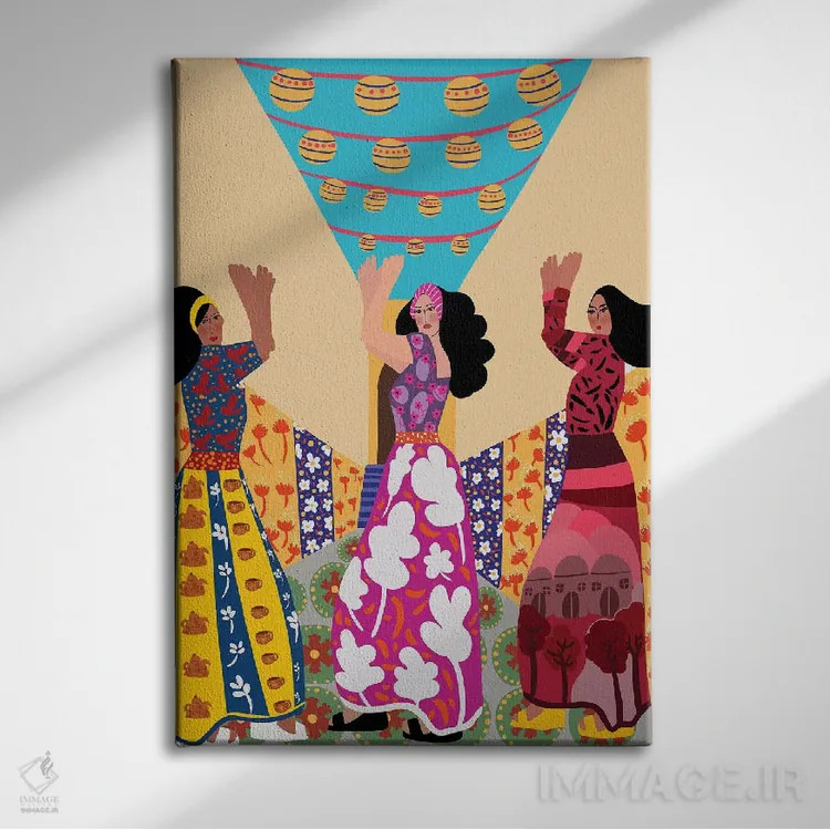 تابلو دکوراتیو رقص خیابانی اثر باورا راژین - نمای روبهرو روی دیوار