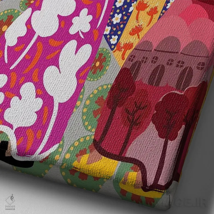 تابلو دکوراتیو رقص خیابانی اثر باورا راژین - نمای نزدیک بافت بوم