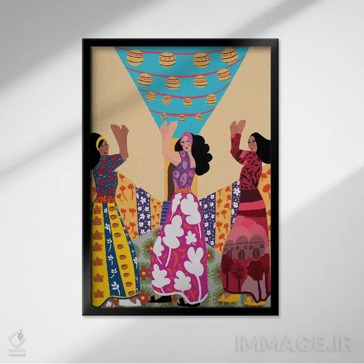 تابلو دکوراتیو رقص خیابانی اثر باورا راژین - نمای قابدار مشکی