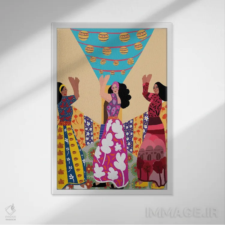 تابلو دکوراتیو رقص خیابانی اثر باورا راژین - نمای قابدار سفید