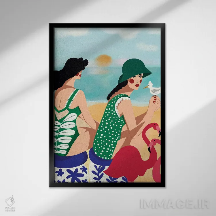 تابلو دکوراتیو عشق تابستانی اثر باورا راژین - نمای قابدار مشکی