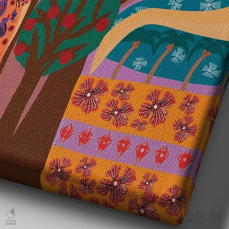 تابلو دکوراتیو درختان سیب اثر باورا راژین - نمای نزدیک بافت بوم