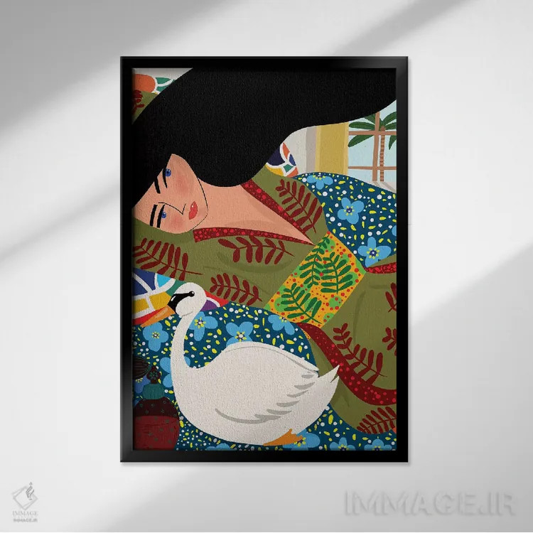 تابلو دکوراتیو در اندیشه مودیلیانی اثر باورا راژین - نمای قابدار مشکی
