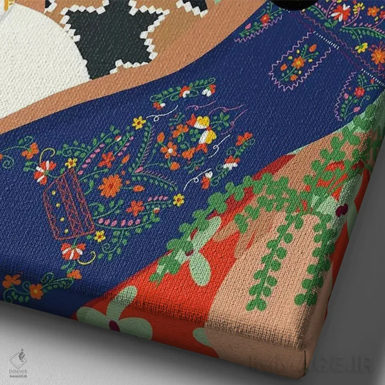 تابلو دکوراتیو گفت وگوی ساحلی اثر باورا راژین - نمای نزدیک بافت بوم