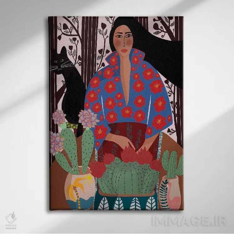 تابلو دکوراتیو کاکتوس اثر باورا راژین - نمای روبهرو روی دیوار