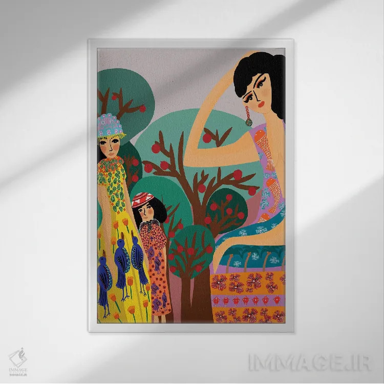 تابلو دکوراتیو درختان سیب اثر باورا راژین - نمای قابدار سفید