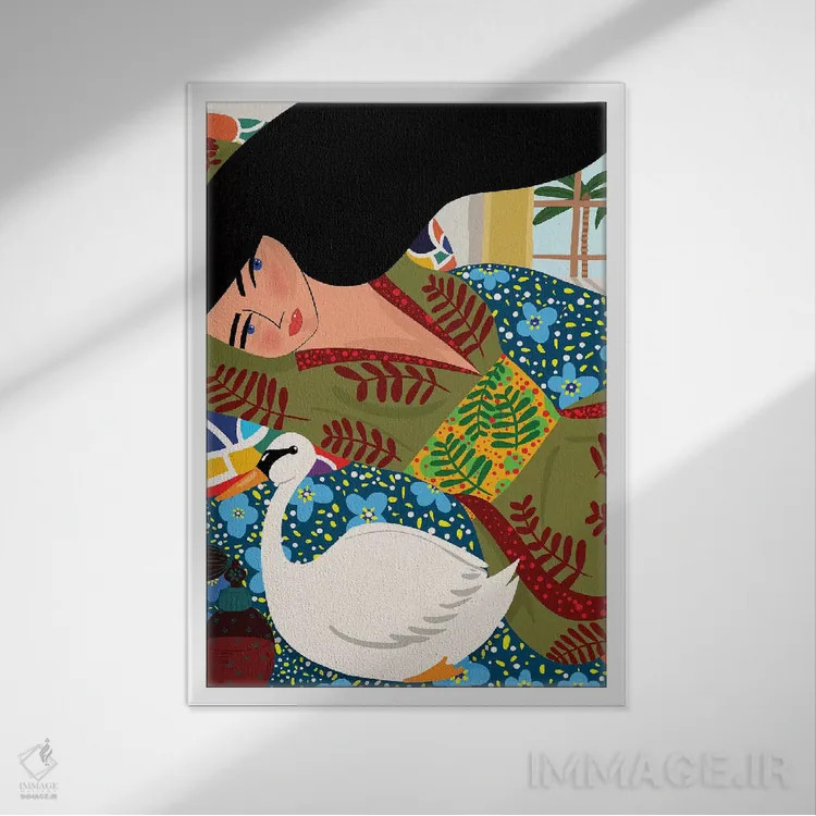 تابلو دکوراتیو در اندیشه مودیلیانی اثر باورا راژین - نمای قابدار سفید