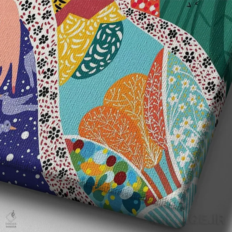 تابلو دکوراتیو ملکه کندو اثر باورا راژین - نمای نزدیک بافت بوم