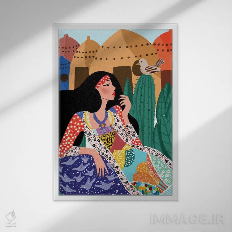 تابلو دکوراتیو ملکه کندو اثر باورا راژین - نمای قابدار سفید