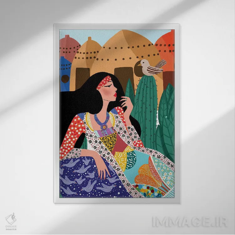 تابلو دکوراتیو ملکه کندو اثر باورا راژین - نمای قابدار سفید