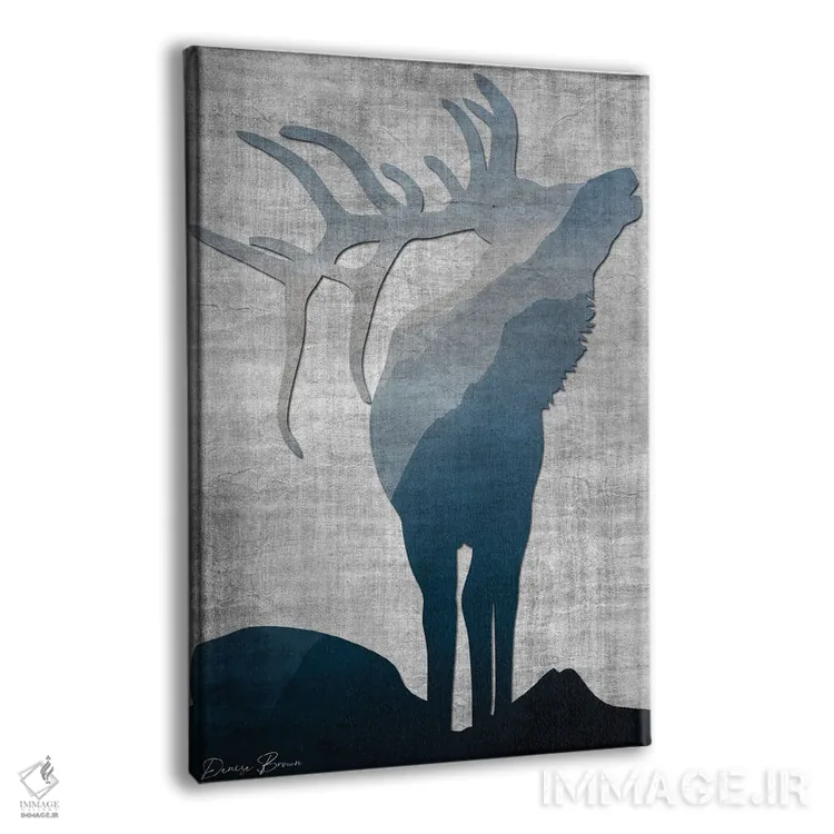 تابلو دکوراتیو سیلوئت گوزن نر ۱ اثر دنیس براون - نمای پرسپکتیو محصول