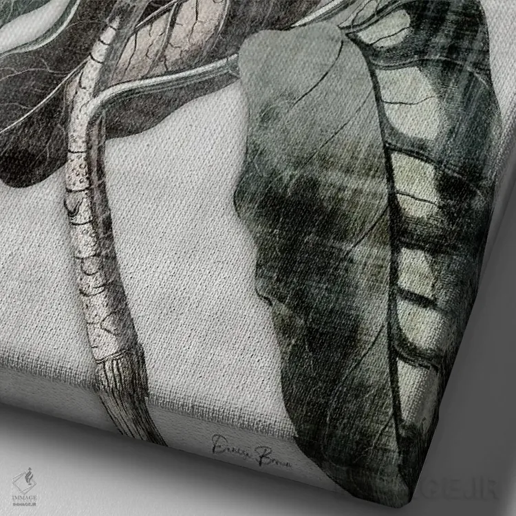 تابلو مینیمال مگنولیای جنوبی ۱ اثر دنیس براون - نمای نزدیک بافت بوم