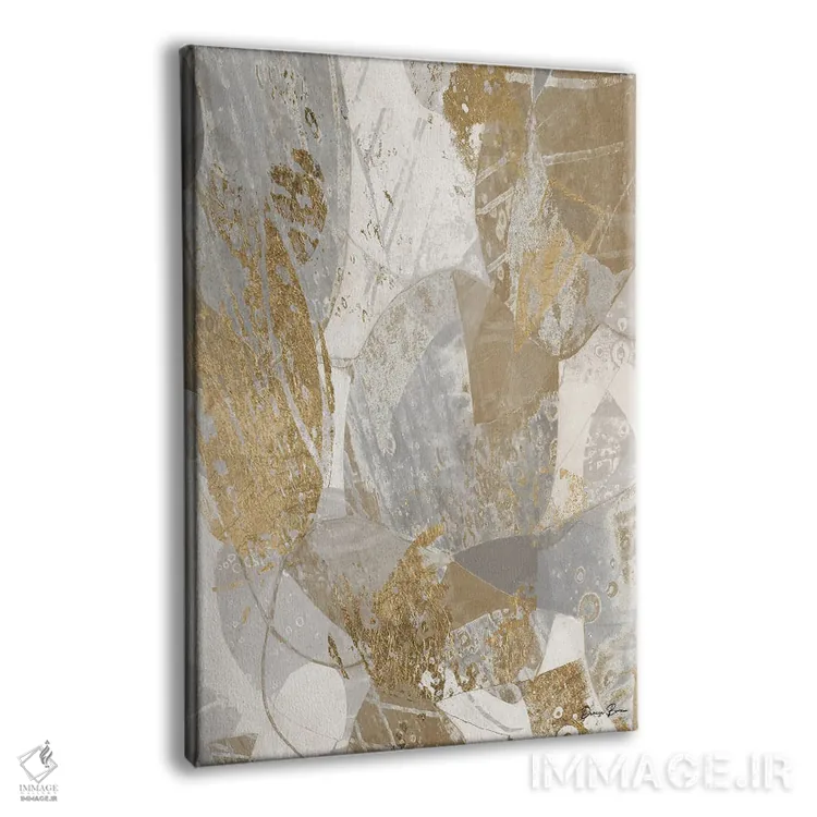 تابلو انتزاعی اشکال هندسی طلایی اثر دنیس براون - نمای پرسپکتیو محصول