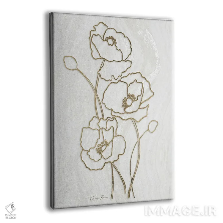 تابلو مینیمال گل صدتومانی طلایی ۳ اثر دنیس براون - نمای پرسپکتیو محصول