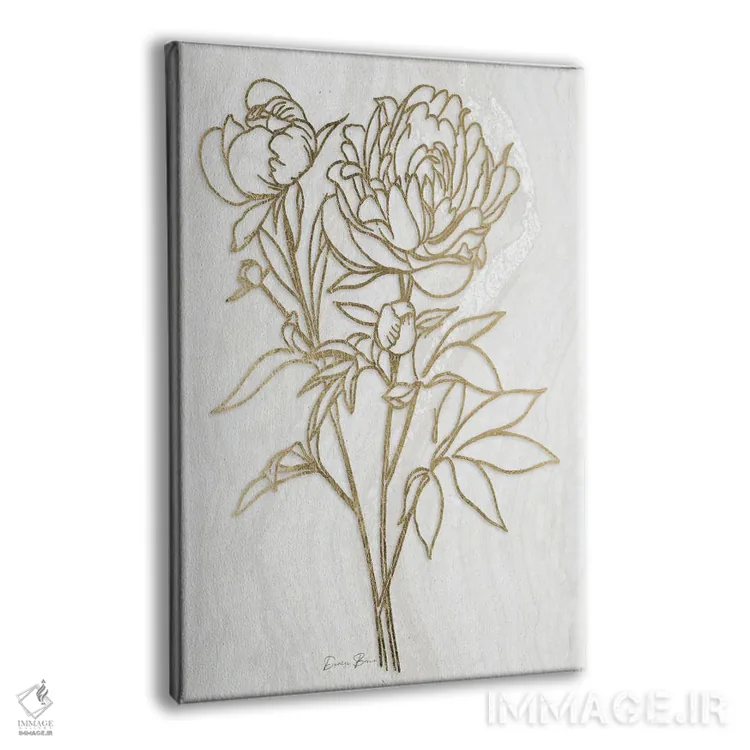 تابلو مینیمال گل صدتومانی طلایی ۲ اثر دنیس براون - نمای پرسپکتیو محصول