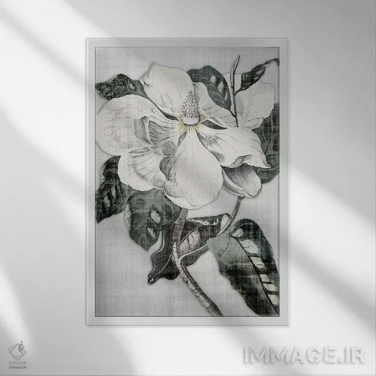 تابلو مینیمال مگنولیای جنوبی ۱ اثر دنیس براون - نمای قابدار سفید