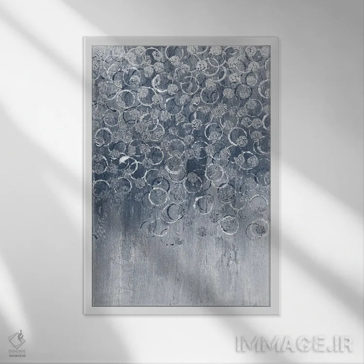 تابلو انتزاعی آبی زیبا ۲ اثر دنیس براون - نمای قابدار سفید