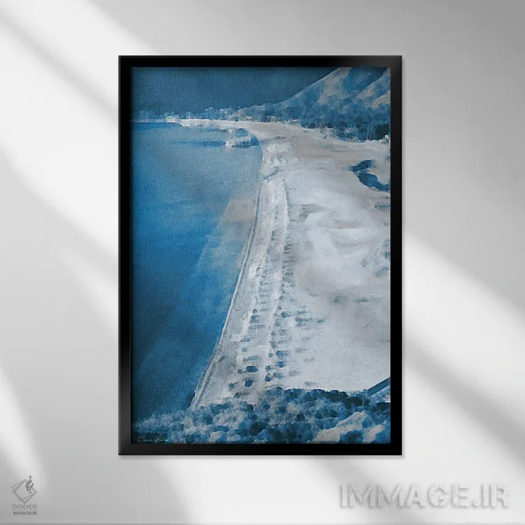 تابلو انتزاعی ساحل اثر دنیس براون - نمای قابدار مشکی