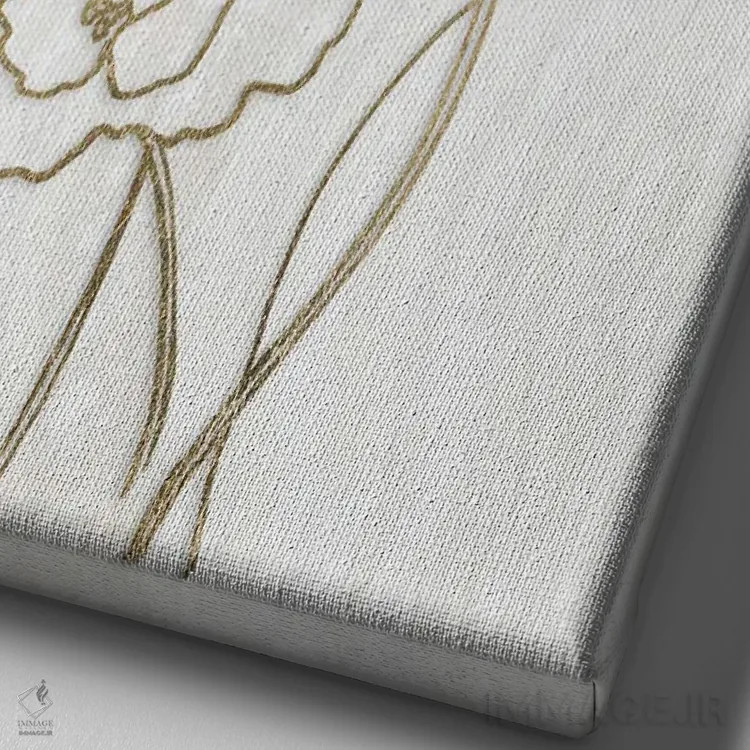 تابلو مینیمال گل صدتومانی طلایی ۳ اثر دنیس براون - نمای نزدیک بافت بوم