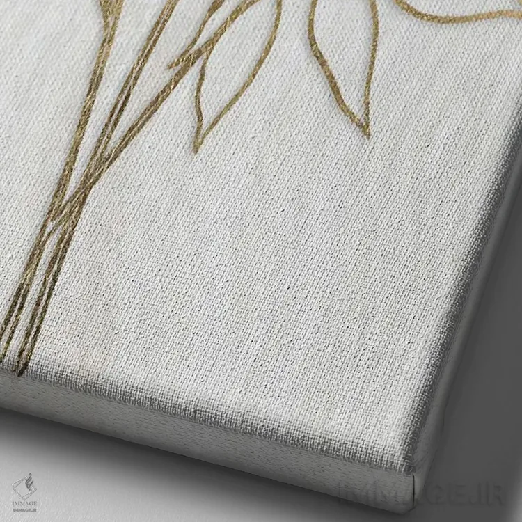 تابلو مینیمال گل صدتومانی طلایی ۲ اثر دنیس براون - نمای نزدیک بافت بوم