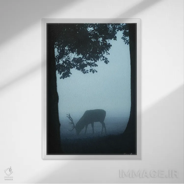 تابلو دکوراتیو چراییدن اثر دنیس براون - نمای قابدار سفید