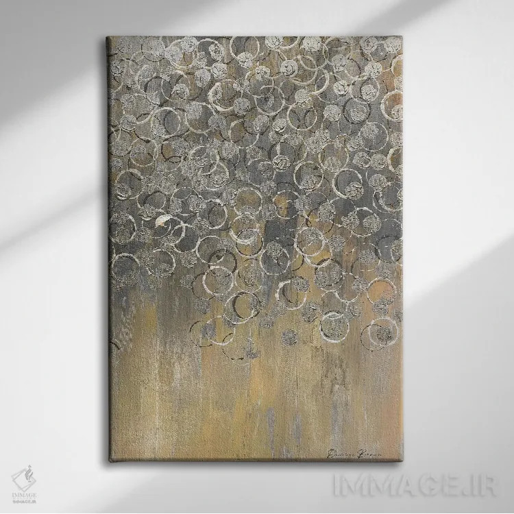 تابلو انتزاعی بارش باران بر زرد ۲ اثر دنیس براون - نمای روبهرو روی دیوار