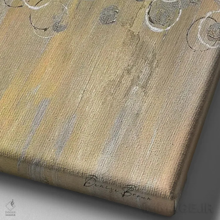 تابلو انتزاعی بارش باران بر زرد ۲ اثر دنیس براون - نمای نزدیک بافت بوم