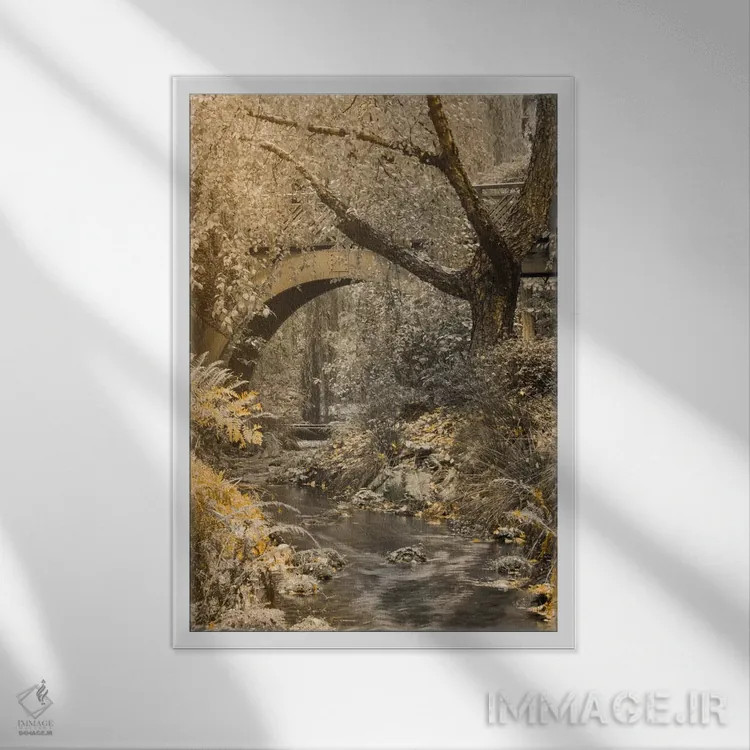 تابلو دکوراتیو جریان زیر پل اثر دان شوارتز - نمای قابدار سفید
