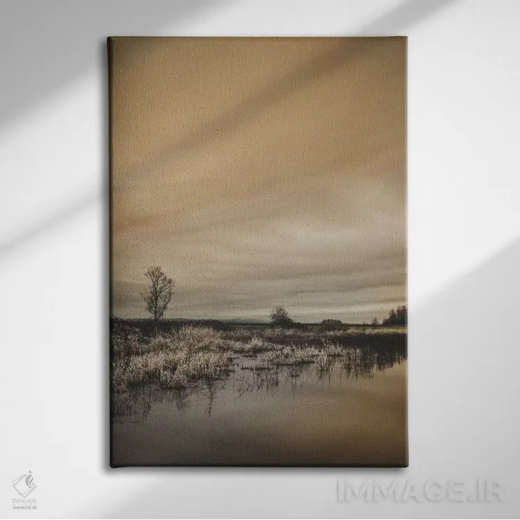 تابلو دکوراتیو درخت کنار برکه اثر دان شوارتز - نمای روبهرو روی دیوار