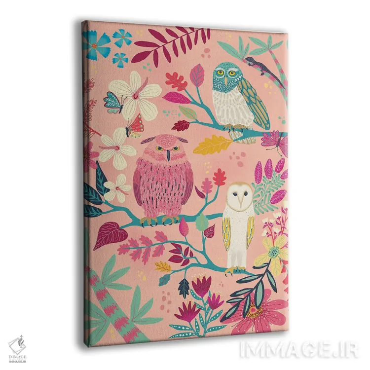 تابلو دکوراتیو جغدهای جنگلی اثر دارلین سیل - نمای پرسپکتیو محصول