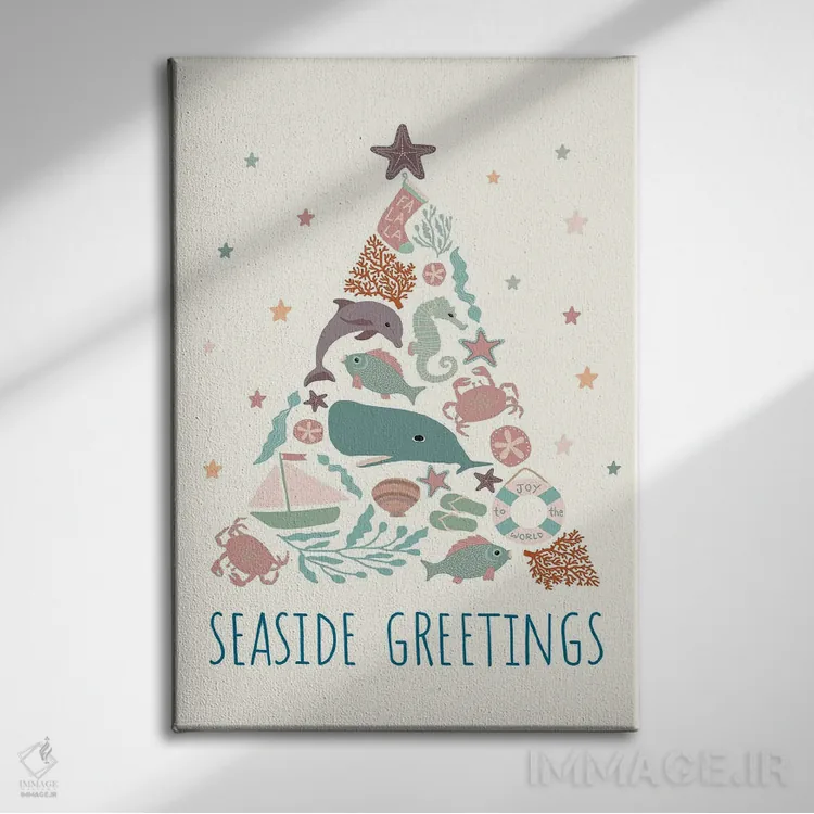 تابلو دکوراتیو کریسمس ساحلی اثر دارلین سیل - نمای روبهرو روی دیوار