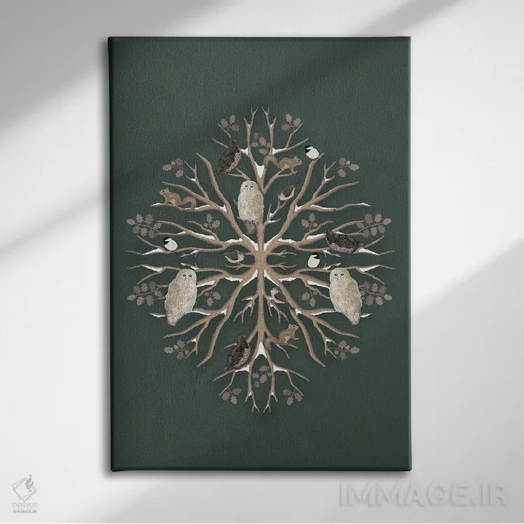 تابلو دکوراتیو کریسمس جنگلی اثر دارلین سیل - نمای روبهرو روی دیوار