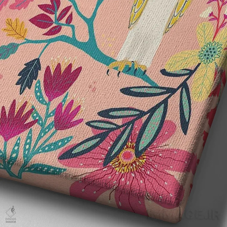 تابلو دکوراتیو جغدهای جنگلی اثر دارلین سیل - نمای نزدیک بافت بوم