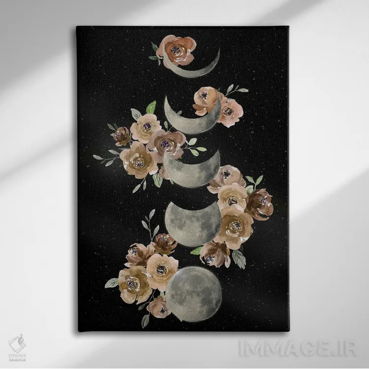تابلو دکوراتیو مراحل ماه به سبک بوهمی اثر دنیلا سانتیاگو - نمای روبهرو روی دیوار