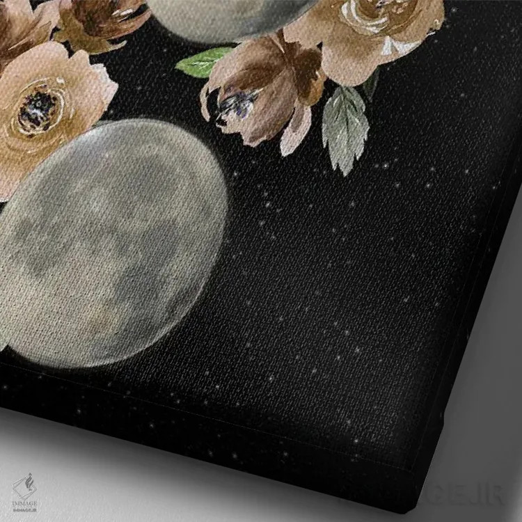 تابلو دکوراتیو مراحل ماه به سبک بوهمی اثر دنیلا سانتیاگو - نمای نزدیک بافت بوم