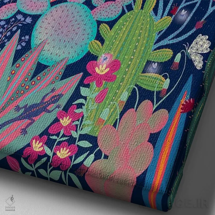 تابلو دکوراتیو جغد ماه اثر دارلین سیل - نمای نزدیک بافت بوم