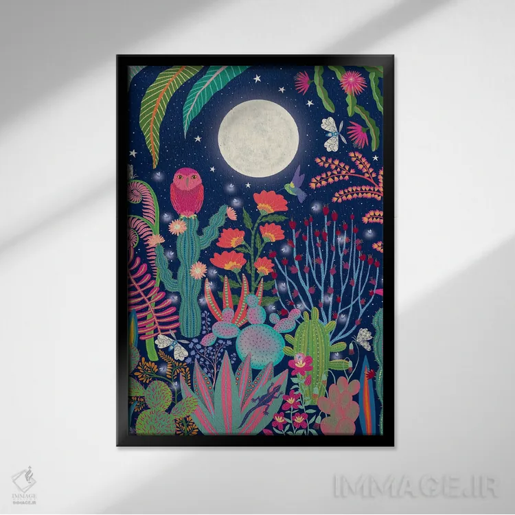 تابلو دکوراتیو جغد ماه اثر دارلین سیل - نمای قابدار مشکی