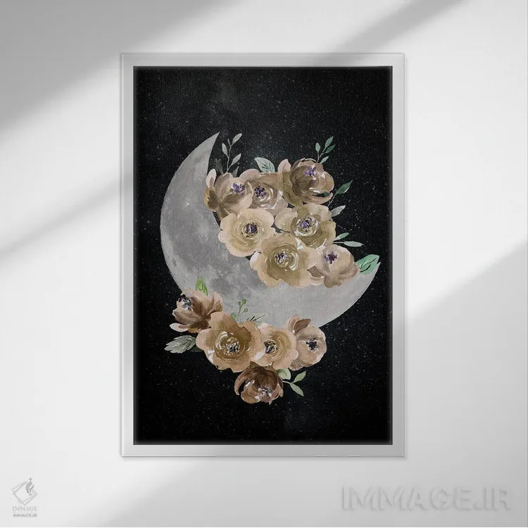تابلو دکوراتیو ماه بوهمی اثر دنیلا سانتیاگو - نمای قابدار سفید